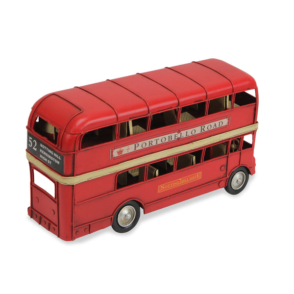 Homeroots 6" Red Metal Hand Painted Model Bus  Metal 489433