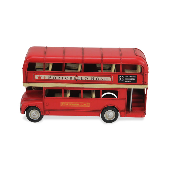 Homeroots 6" Red Metal Hand Painted Model Bus  Metal 489433
