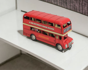 Homeroots 6" Red Metal Hand Painted Model Bus  Metal 489433