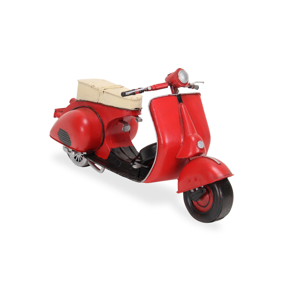 Homeroots 9" Red And Black Metal Hand Painted 1959 Red Scooter Model Motorcycle  Metal 489434