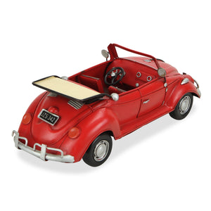 Homeroots 5" Red And Silver Metal Hand Painted Red Volkswagen Convertible Beetle Model Car  Metal 489437