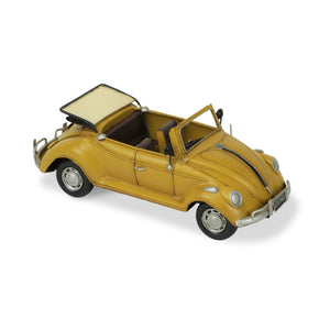 Homeroots 5" Yellow And Black Metal Hand Painted Yellow Volkswagen Convertible Beetle Model Car  Metal 489438
