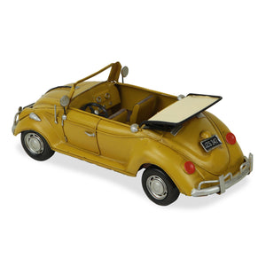 Homeroots 5" Yellow And Black Metal Hand Painted Yellow Volkswagen Convertible Beetle Model Car  Metal 489438