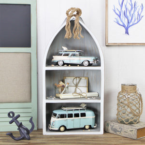 Homeroots 7" Light Blue And White Metal Hand Painted Blue Volkswagen Samba Bus Model Car  Metal 489439