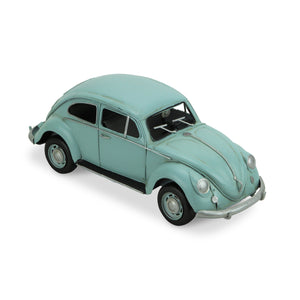 Homeroots 5" Blue And Black Metal Hand Painted Blue Volkswagen Beetle Model Car  Metal 489442