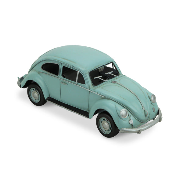 Homeroots 5" Blue And Black Metal Hand Painted Blue Volkswagen Beetle Model Car  Metal 489442