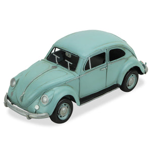 Homeroots 5" Blue And Black Metal Hand Painted Blue Volkswagen Beetle Model Car  Metal 489442
