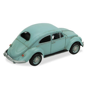 Homeroots 5" Blue And Black Metal Hand Painted Blue Volkswagen Beetle Model Car  Metal 489442