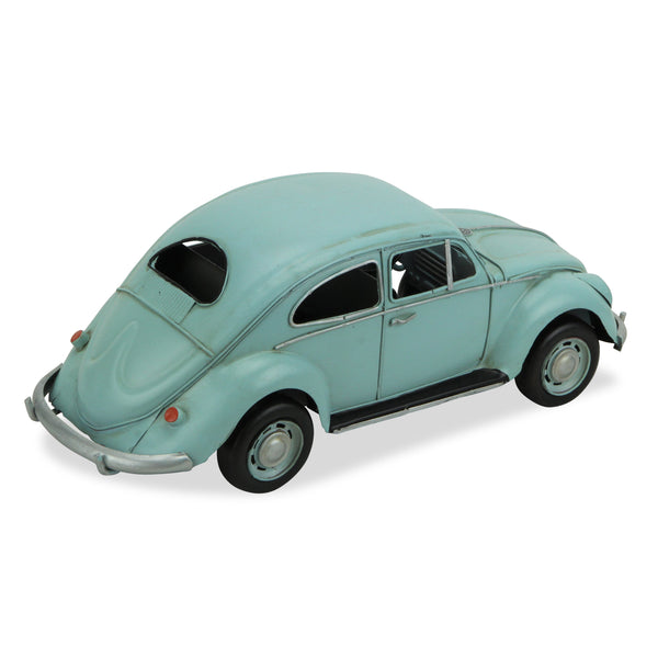 Homeroots 5" Blue And Black Metal Hand Painted Blue Volkswagen Beetle Model Car  Metal 489442