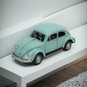 Homeroots 5" Blue And Black Metal Hand Painted Blue Volkswagen Beetle Model Car  Metal 489442