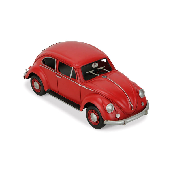 Homeroots 5" Red And Black Metal Hand Painted Red Volkswagen Beetle Model Car  Metal 489443