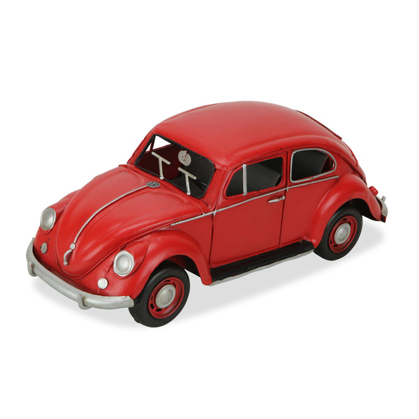 Homeroots 5" Red And Black Metal Hand Painted Red Volkswagen Beetle Model Car  Metal 489443