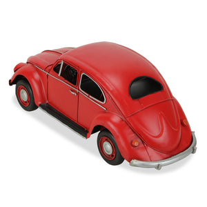 Homeroots 5" Red And Black Metal Hand Painted Red Volkswagen Beetle Model Car  Metal 489443