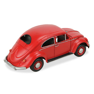 Homeroots 5" Red And Black Metal Hand Painted Red Volkswagen Beetle Model Car  Metal 489443