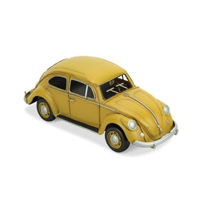 Homeroots 5" Yellow And Black Metal Hand Painted Yellow Volkswagen Beetle Model Car  Metal 489444