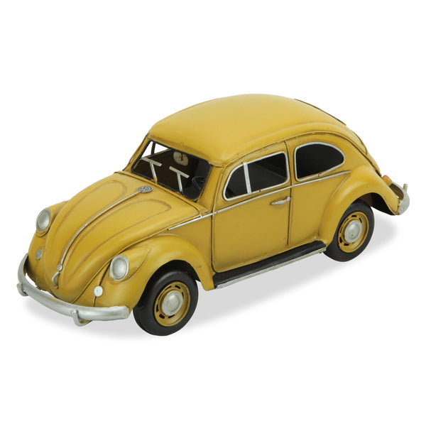 Homeroots 5" Yellow And Black Metal Hand Painted Yellow Volkswagen Beetle Model Car  Metal 489444