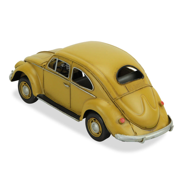 Homeroots 5" Yellow And Black Metal Hand Painted Yellow Volkswagen Beetle Model Car  Metal 489444