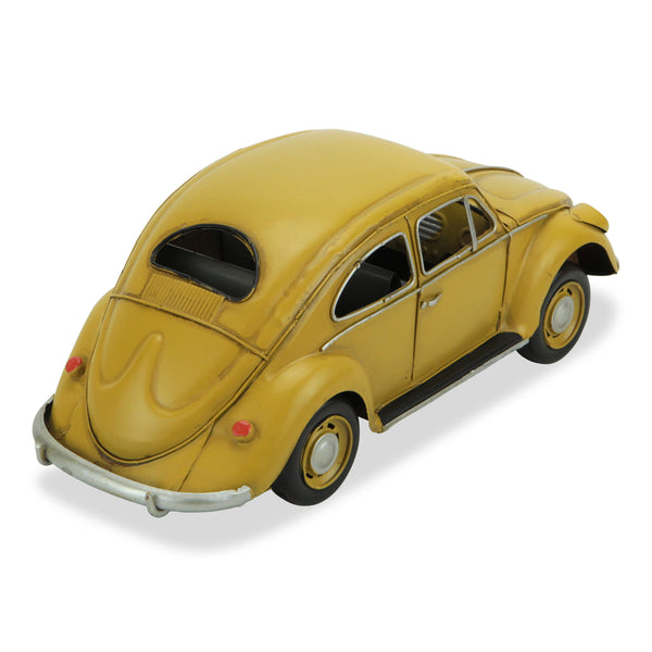 Homeroots 5" Yellow And Black Metal Hand Painted Yellow Volkswagen Beetle Model Car  Metal 489444
