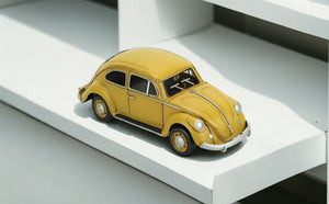 Homeroots 5" Yellow And Black Metal Hand Painted Yellow Volkswagen Beetle Model Car  Metal 489444