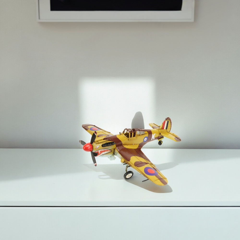 Homeroots 6" Yellow And Brown Metal Hand Painted 1941's P-40 Fighter Model Airplane  Metal 489449