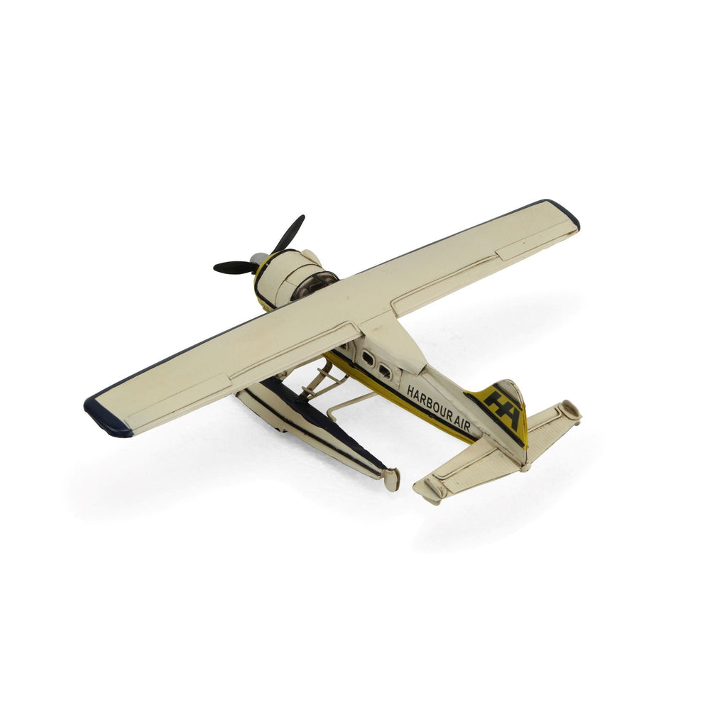 Homeroots 4" Cream Metal Hand Painted Model Airplane  Metal 489450