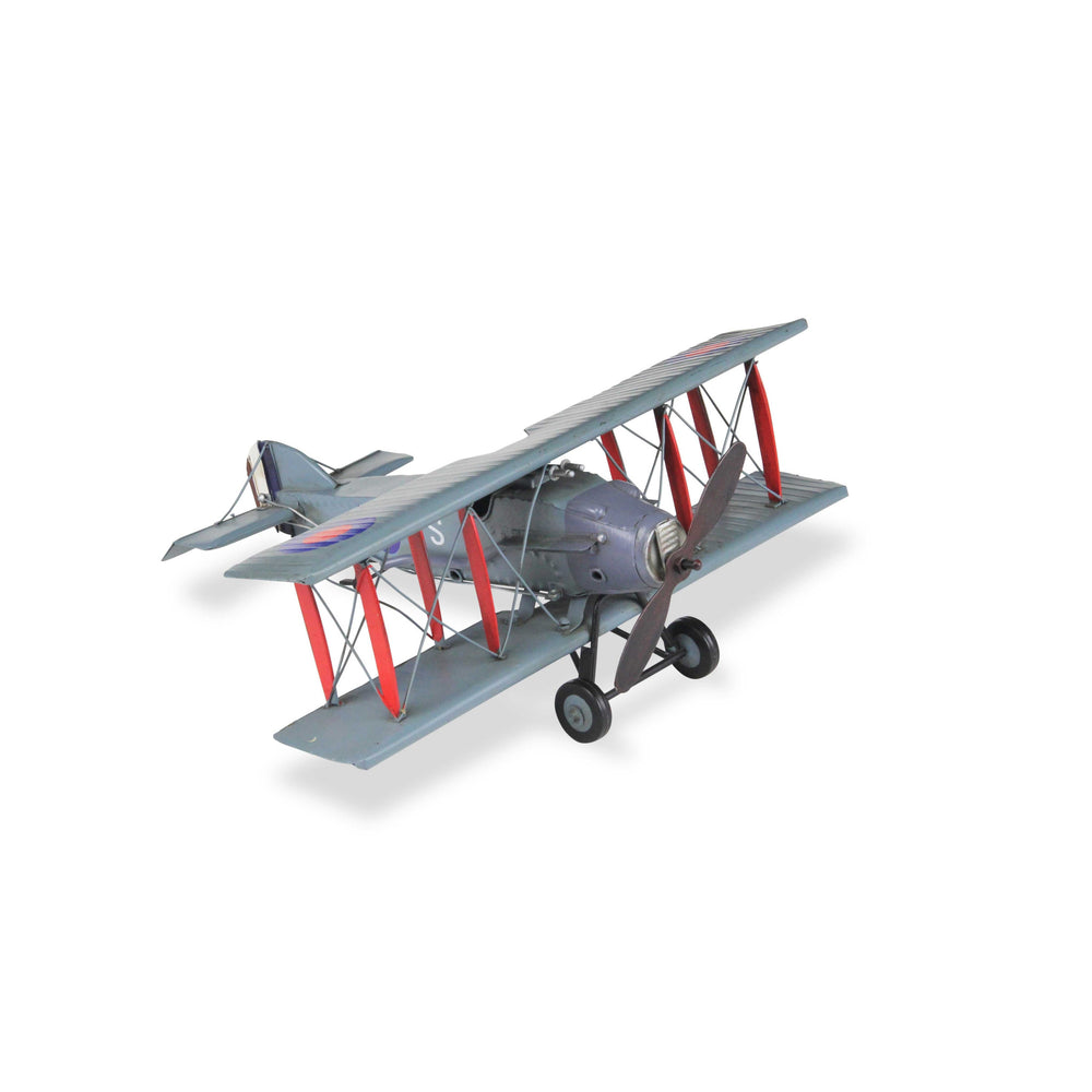 Homeroots 5" Red And Gray Metal Hand Painted 1916 Gray Bristol F28 Fighter Plane Model Airplane  Metal 489451