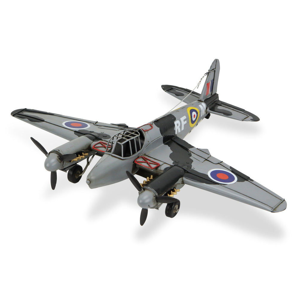 Homeroots 4" Black And Gray Metal Hand Painted Model Airplane Tabletop Sculpture  Metal 489460