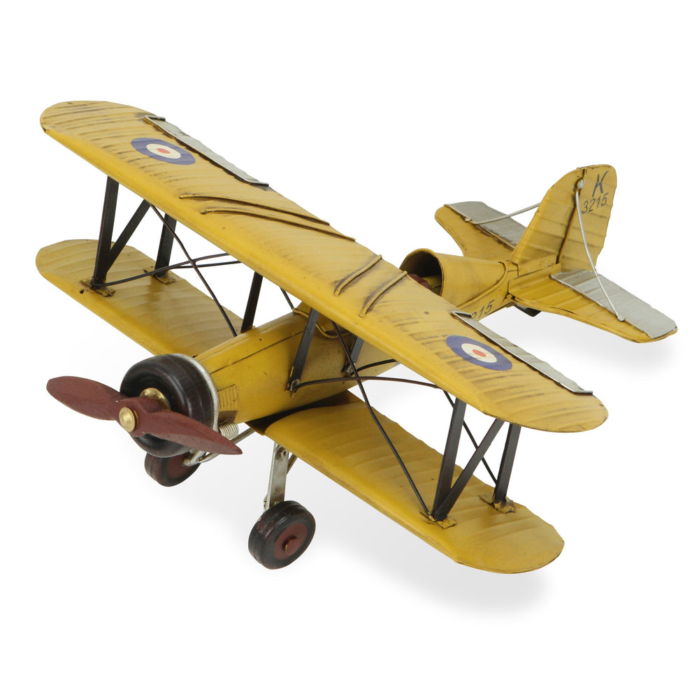 Homeroots 6" Yellow And Black Metal Hand Painted Model Airplane Tabletop Sculpture  Metal 489461