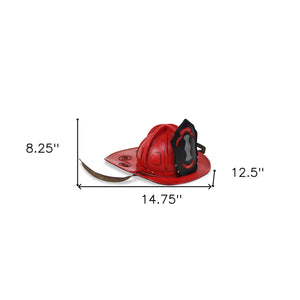 Homeroots 8" Red And Black Metal Fireman Hand Painted Figurine Tabletop Sculpture  Metal 489462