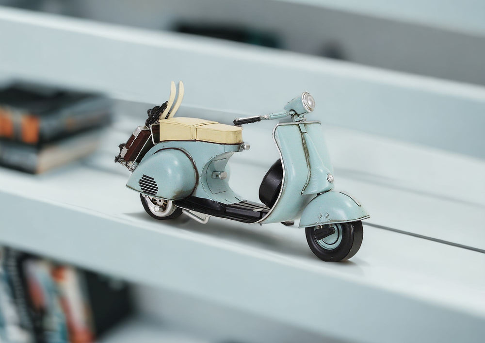 Homeroots 8" Blue And Black Metal Hand Painted Model Motorcycle Tabletop Sculpture  Metal 489464