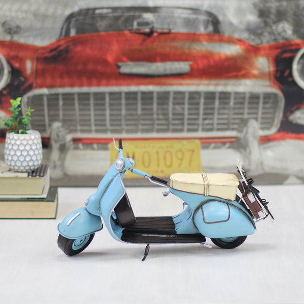 Homeroots 8" Blue And Black Metal Hand Painted Model Motorcycle Tabletop Sculpture  Metal 489464