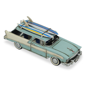Homeroots 5" Blue And Silver Metal Hand Painted Model Car  Metal 489465
