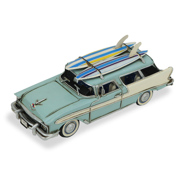 Homeroots 5" Blue And Silver Metal Hand Painted Model Car  Metal 489465