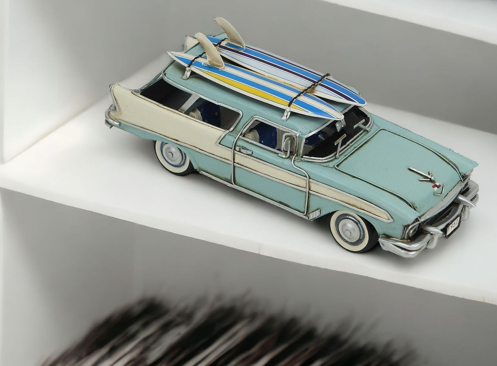 Homeroots 5" Blue And Silver Metal Hand Painted Model Car  Metal 489465