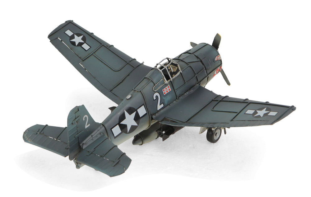 Homeroots 5" Green Metal Hand Painted 1944 Hellcat Carrier Fighter Model Airplane  Metal 489466