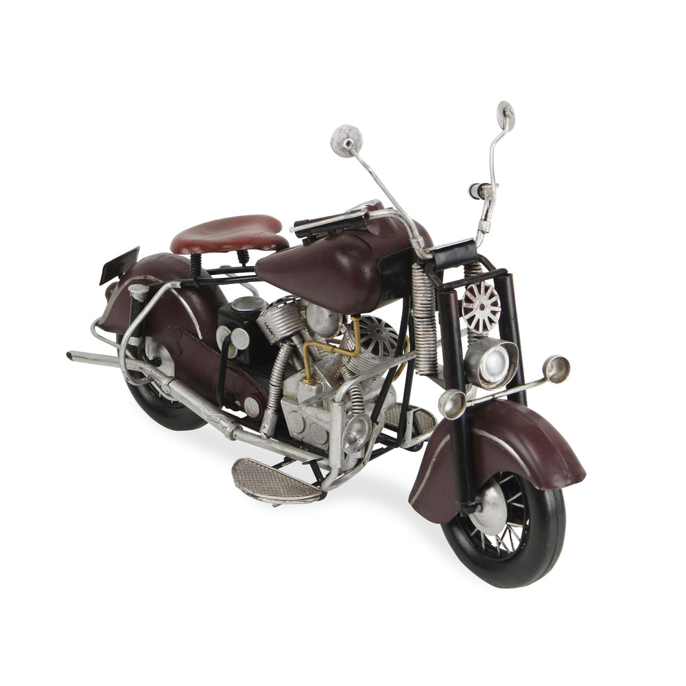 Homeroots 8" Brown And Silver Metal Hand Painted Model Motorcycle  Metal 489475