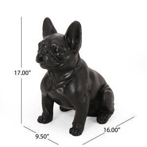 English Elm Christopher Knight Home® - DOG French Bulldog Garden Sculpture Cast Stone Outdoor Accent with Antique Wash, Durable Charm Black 70293.00BLK