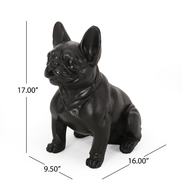 English Elm Christopher Knight Home® - DOG French Bulldog Garden Sculpture Cast Stone Outdoor Accent with Antique Wash, Durable Charm Black 70293.00BLK