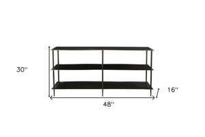 Homeroots 48" Gray Iron Floor Shelf Console Table With Shelves   489498