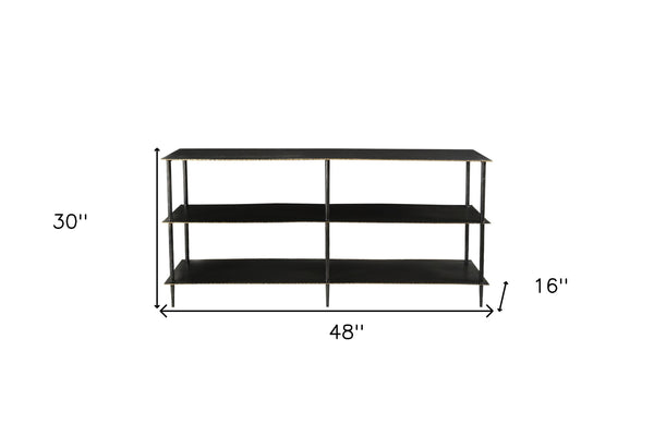 Homeroots 48" Gray Iron Floor Shelf Console Table With Shelves   489498