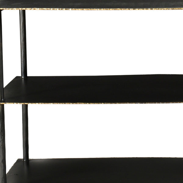 Homeroots 48" Gray Iron Floor Shelf Console Table With Shelves   489498