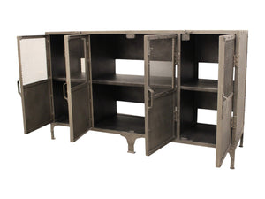 HomeRoots 61" Gray Metal Enclosed Storage TV Stand - Industrial Media Cabinet for Stylish Home Organization & Decor 489500