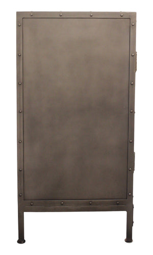 HomeRoots 61" Gray Metal Enclosed Storage TV Stand - Industrial Media Cabinet for Stylish Home Organization & Decor 489500
