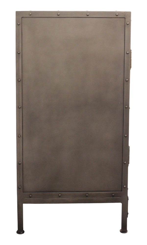 HomeRoots 61" Gray Metal Enclosed Storage TV Stand - Industrial Media Cabinet for Stylish Home Organization & Decor 489500