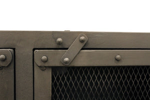 HomeRoots 61" Gray Metal Enclosed Storage TV Stand - Industrial Media Cabinet for Stylish Home Organization & Decor 489500