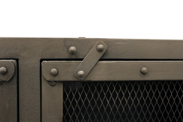 HomeRoots 61" Gray Metal Enclosed Storage TV Stand - Industrial Media Cabinet for Stylish Home Organization & Decor 489500