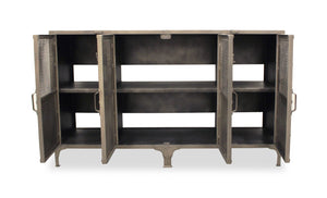 HomeRoots 61" Gray Metal Enclosed Storage TV Stand - Industrial Media Cabinet for Stylish Home Organization & Decor 489500
