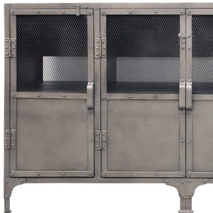 HomeRoots 61" Gray Metal Enclosed Storage TV Stand - Industrial Media Cabinet for Stylish Home Organization & Decor 489500