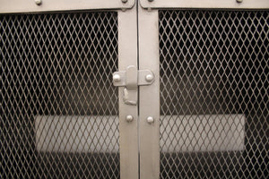 Homeroots 72" Dark Gray Metal Enclosed Storage Tv Stand - Industrial Style Media Center With Ample Shelving  Metal 489501