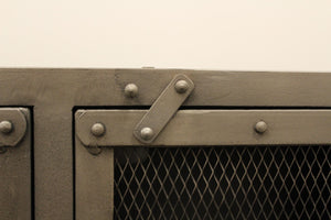 Homeroots 72" Dark Gray Metal Enclosed Storage Tv Stand - Industrial Style Media Center With Ample Shelving  Metal 489501